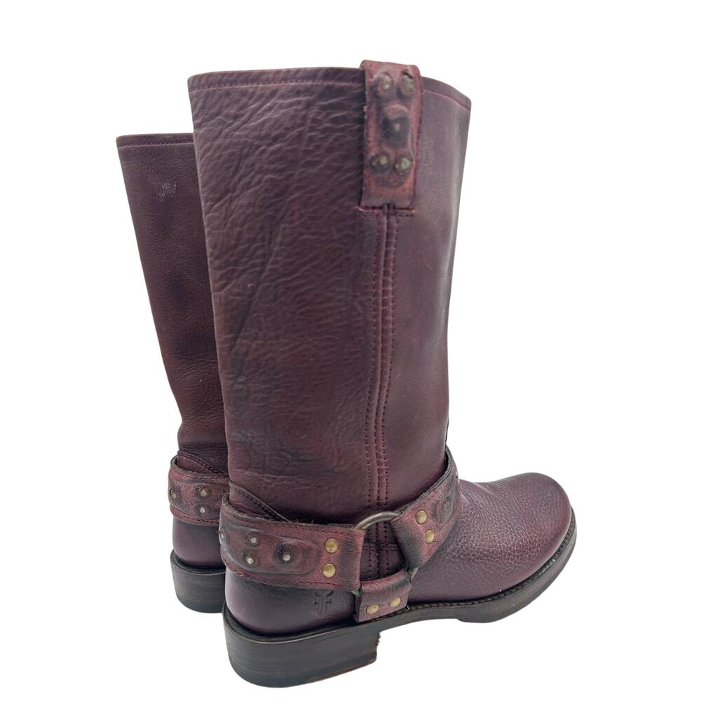 Vintage Frye Oxblood Harness Studded Moto Boots - Picture 7 of 9